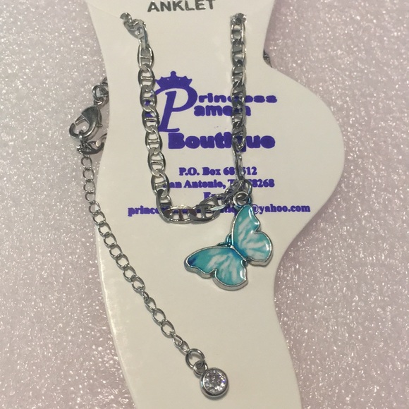 Butterfly Blue with Silver Ankle Bracelet - Picture 4 of 7